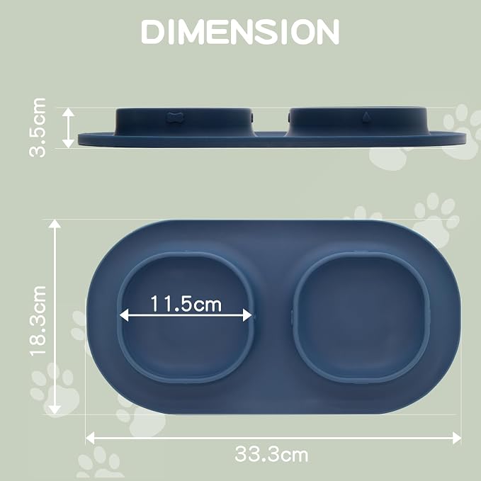 Dog Food Bowls Pet Bowls & Dog Water Bowls with No-Spill and Non-Skid, Feeder Bowls with Dog Bowl Mat for Small Medium Large Size Dogs Cats Puppy Pets, Dog Dishes (Blue) - Image 2