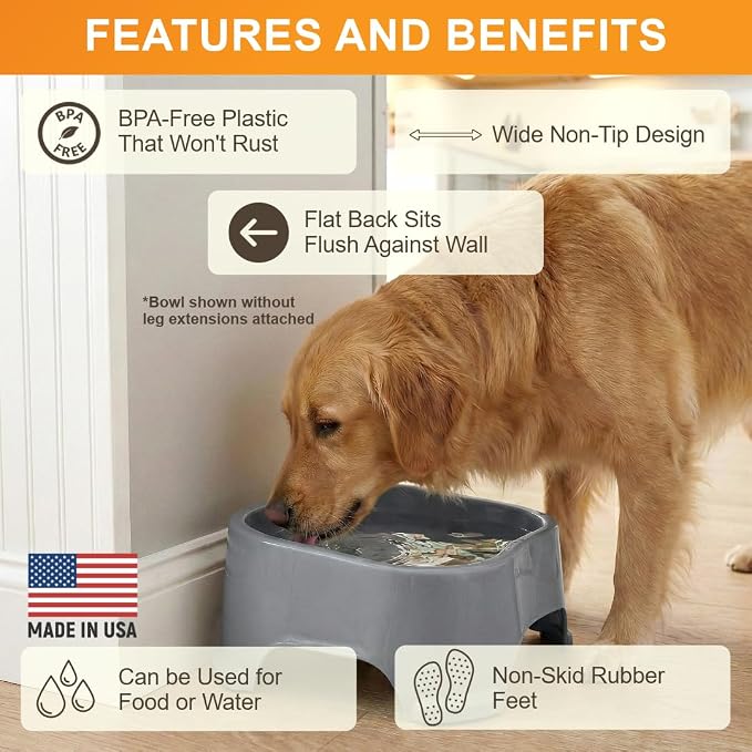 Neater Pet Brands Extra Large Water Bowl for Dogs, Elevated Outdoor Dog Water Bowl (2.25 Gallon XL Capacity), Big Trough Style Food Dish for Indoors or Outside, No Spill Large Dog Bowls, Gunmetal Grey - Image 5