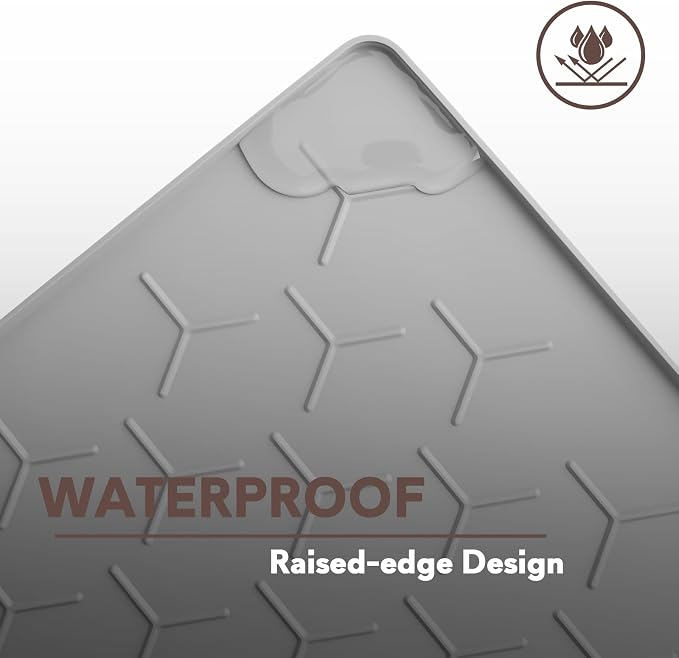 Garoopion Silicone Cat Litter Mat 24×16 inch, Easy to Clean, Gray | Waterproof Silicone Mat with Raised Edges, Catch Litter, Protect Floor from Urine, Multi-Use for Dog/Sink/Kitchen/Boots - Image 7