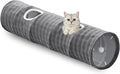 Straight Bubble Cat Tunnel for Indoor Cats 47"x12", Grey | Cute Cat Toys, Collapsible Tunnel Tube with Hanging Balls for Puppy Kitten Rabbit by Yaning