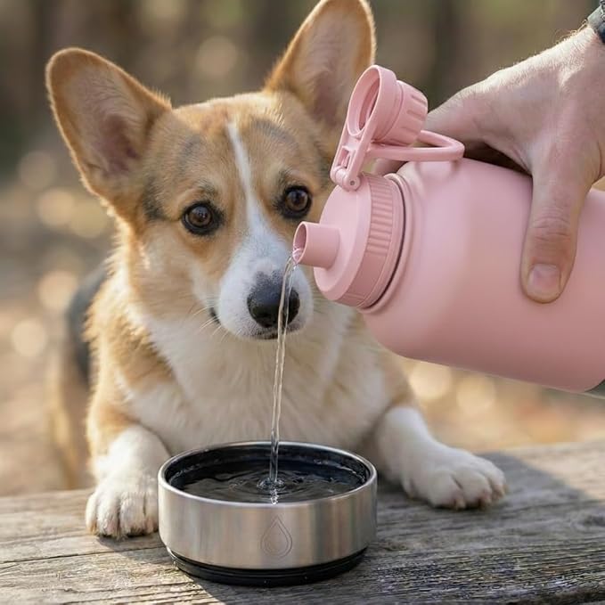 Dog Water Bottle for Travel Insulated Bottle for Small Dogs | Food Grade Plastic Bowls, Dishwasher Safe, 24H Cold 12H Hot, for Car Rides, Park Visits, Road Trips - Image 3