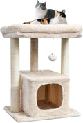 SYANDLVY 27" Cat Tree for Indoor Cats, Activity Tower with Scratching Posts | Modern Kitten Condo with Plush Perch & Hanging Ball for Play, Beige by SYANDLVY