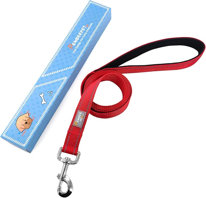 6 FT Basic Dog Leash for Medium Dogs,Red | Padded Handle,Metal D-Ring,Heavy Duty Nylon Webbing, for Walking & Training - Image 6