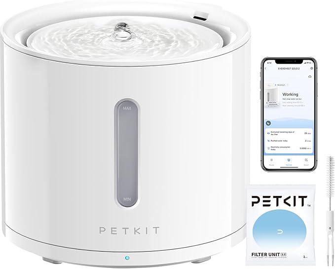 PETKIT EVERSWEET Solo 2 Cat Water Fountain with Pump, Ultra Quiet 70oz/2L Pet Water Fountain for Cats and Dogs Inside, 3 Working Modes, Visualization Window, (App Control) | 70oz/2L Pet Water Fountain for Cats and Dogs Inside, 3 Working Modes, Visualiz... by Unknown