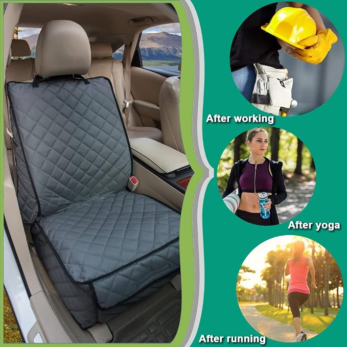 Waterproof Front Seat Cover Dog Car Seat Covers Nonslip and Full Protection with Side Flaps Fits Most Cars, Trucks, SUVs(Grey, 1Pack) - Image 3