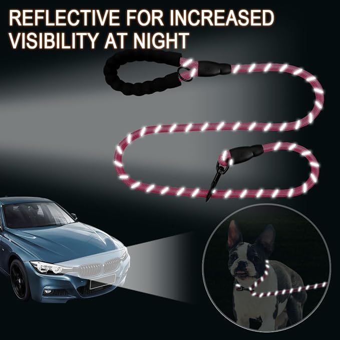 BARKBAY Dog Leashes for Large Dogs Heavy Duty Dog Leash 2 Pack 5 FT with Comfortable Padded Handle Highly Reflective Threads for Medium Large Dogs Walking Training Running (5FT-1/2,Pink+Black) - Image 5