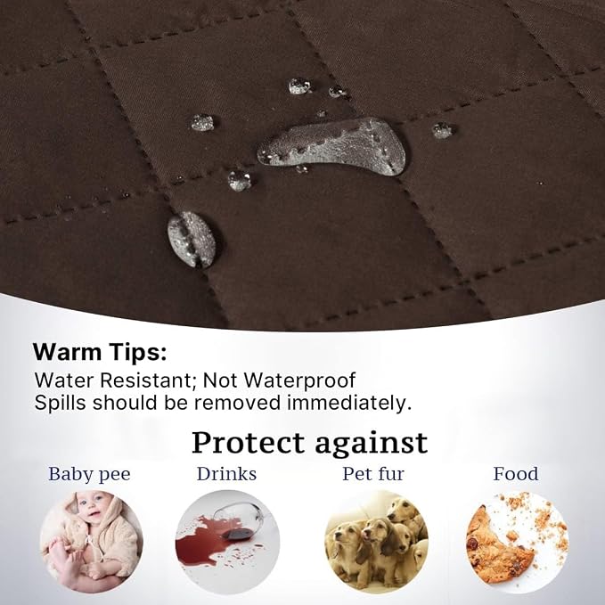 H.VERSAILTEX Sofa Slipcover Reversible Sofa Cover Seat Width Up to 66" Water Resistant Couch Cover with Elastic Strap Quilted Furniture Protector for Pets(Sofa, Brown/Beige) - Image 5