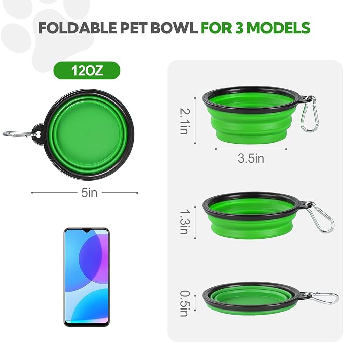 Collapsible Dog Bowl for Travel,2-Pack 12oz Pet Portable Water Food Bowls | Silicone Pet Foldable Bowl with 2 Carabiner Clips, Travel Water Bowl, Food Dishes Bowl, for Camping, Hiking, Walking - Image 3