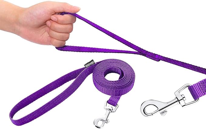 AMAGOOD 6 FT Puppy/Leash, Strong Traditional Style with Easy to Use Collar Hook, Great for Small, Medium and Large Dogs (5/8in x 6 ft, Purple) - Image 2