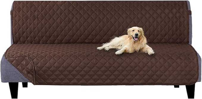 U-NICE HOME Futon Sofa Covers 68''Armless Couch Cover, Chocolate | Washable, Pet Friendly, Elastic Straps, Water Repellent, Furniture Protector Mat by U-NICEHOME