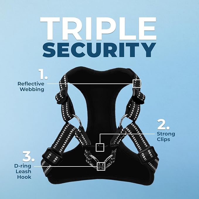 Voyager Step-in Flex Adjustable Dog Harness - Black, Medium | 17 - 21" in Chest, Fully Adjustable, Reflective Bands, All Weather Breathable Air Mesh, Lightweight, Fast Drying - Image 2
