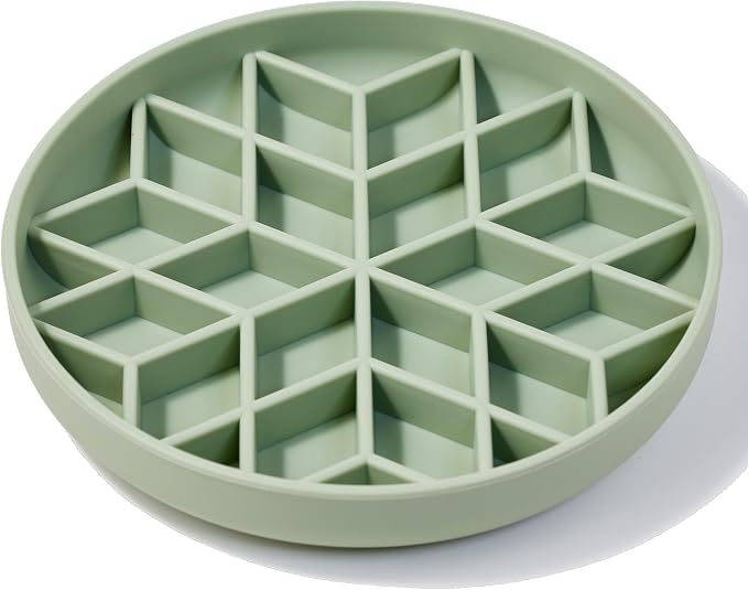 OHMO Slow Feeder Dog Bowl, 7.9" Lick Mat for Dogs, Diamond, Sage Green | Cat Slow Feeder Bowl, Anti Choking, Enrichment Toys, Easy Clean BPA-Free Silicone Feeding Bowl, Boredom and Anxiety Reducer by OHMO
