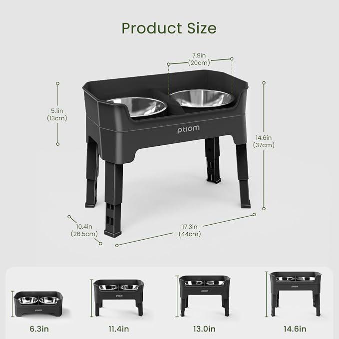3-in-1 Elevated Dog Bowls Mess Proof Raised Slow Feeder Dog Bowls, 4 Height Adjustable Dog Bowl Stand Licking Plate with 2 56oz Stainless Steel Dog Food Bowls for Small Medium Large Dogs Pets - Image 4