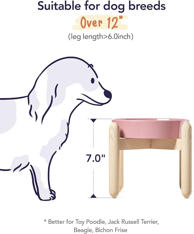 LE TAUCI Ceramic Slow Feed Dog Bowls, Elevated for Small and Medium Breed Dogs, Anti-Gulping Pet Feeding Dishes, Flower Pink, 1.5 Cups - Image 6