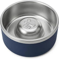 Stainless Steel Slow Feeder Dog Bowl, Heavy Duty Thickened Metal Dog Bowl, Non-Slip Base, Dishwasher Safe, Anti Gulping Feeding Bowl for Small to Medium Dogs & Cats, 56 oz, Dark Blue by Unknown
