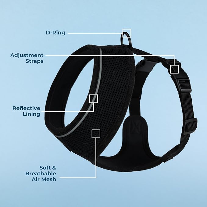 Best Pet Supplies Voyager Aerolite Over the Head Dog Harness, No Pull Breathable Air Mesh Vest, Quick Dry with Reflective Stitching, Adjustable Escape Resistant Harness - Black, X-Small - Image 3