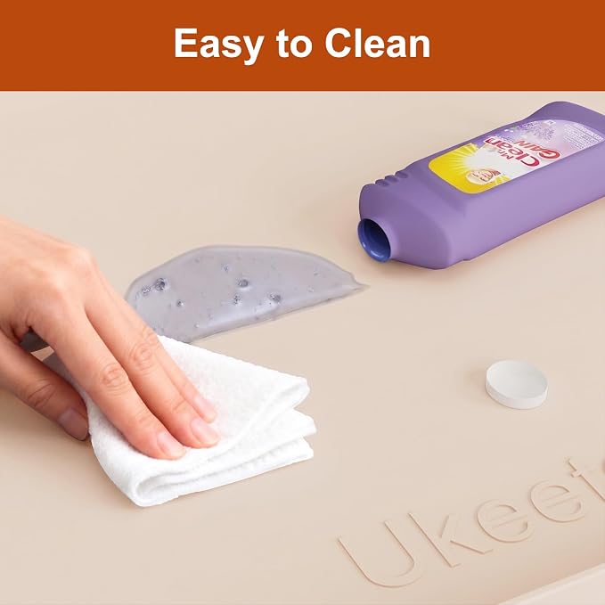 22" x 19" Extra Thick Silicone Mat Waterproof with Raised Edge, Beige | Under Sink Mat for Kitchen & Bathroom, Kitchen Cabinet Liner, Multi-Purpose for Storage & Protection - Image 6