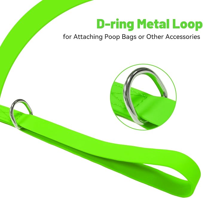 Waterproof Dog Leash, 5/6 FT Durable Odor-Proof Dog Leashes with Strong Metal Hooks Fits Small Medium or Large Dogs (Green, 5FT - 3/4 inch Width) - Image 3