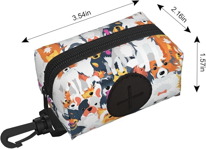 Dog Poop Bag Holder for Leashes - Lightweight Pet Waste Bags Dispenser Doggy Zippered Pouch for Puppy Walking Accessories(Cute Puppy Dog) - Image 3