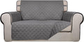 PureFit Reversible Quilted Sofa Cover, Water Resistant Medium Slipcover Furniture Protector, Washable Couch Cover with Non Slip Foam and Elastic Straps for Kids, Dogs, Pets (Loveseat, Gray/Gray) | Gray/Gray, Water Resistant Couch Protector, Washable Pe... by PureFit