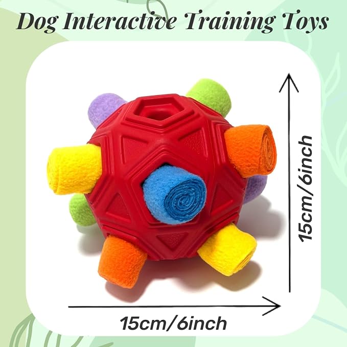 Interactive Snuffle Ball for Dog Toys Unbreakable Upgrade Ball Toy | Dog Puzzle Toys Foraging Snuffle Mat Puppy Dog Treat Dispenser Slow Feeder Toys for Small Medium Large Dog Red Rainbow - Image 4