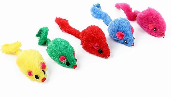 12PCS Cat Mouse Toys, Faux Fur Interactive Catnip Mice | Realistic 3.9in size with a durable plastic body and rattling sound, Perfect for indoor Cats, Kittens and Puppies - Image 6