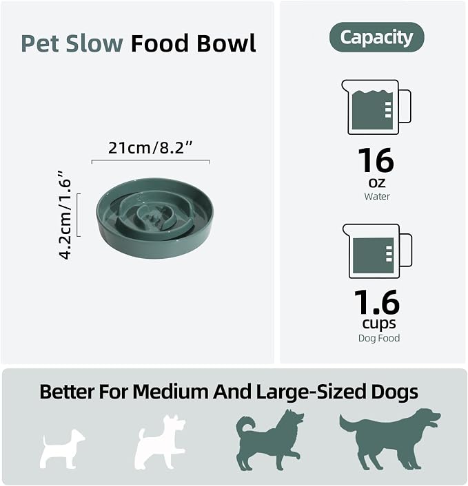 Havniva Dog Bowls Slow Feeder, Ceramic Slow Feeder Dog Bowls for Fast Eater | 1.6 Cups Dog Food Bowl Puzzle Feeder, Slow Feeding Bowls for Medium Breed, Non-Slip Base, Anti-Choking - Image 2
