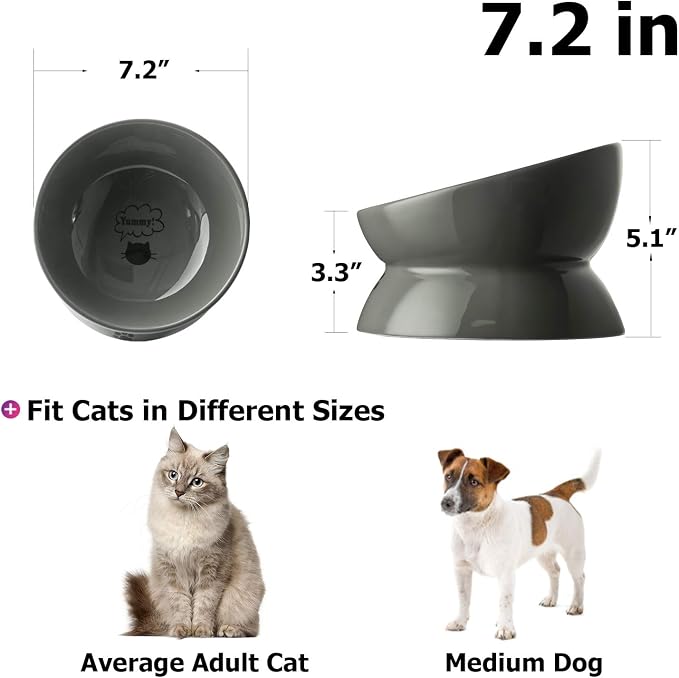 Y YHY Cat Bowls,Grey - Image 2