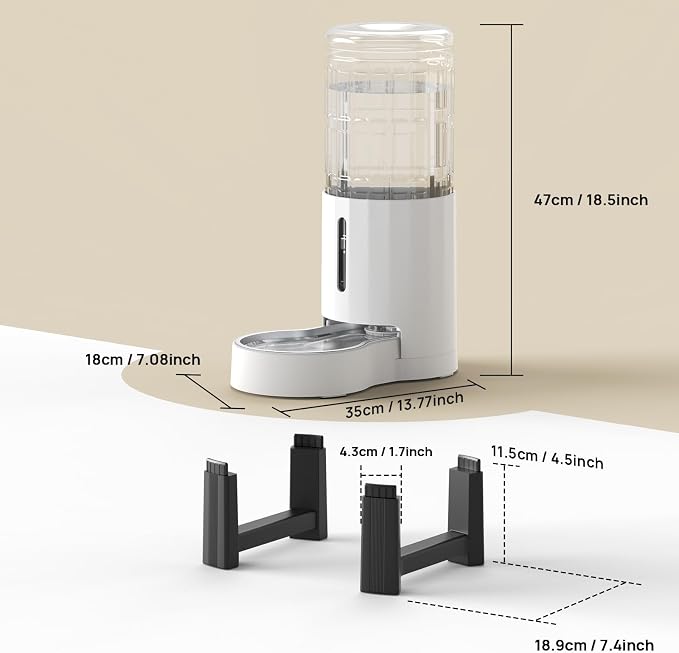 CZPET Elevated Dog Water Bowl Dispenser for Large Dogs (9.5L+Stand,White) | With Stainless Steel Bowl Gravity Waterer, Large Capacity and Drinking Area Noise-Free for Pets - Image 5