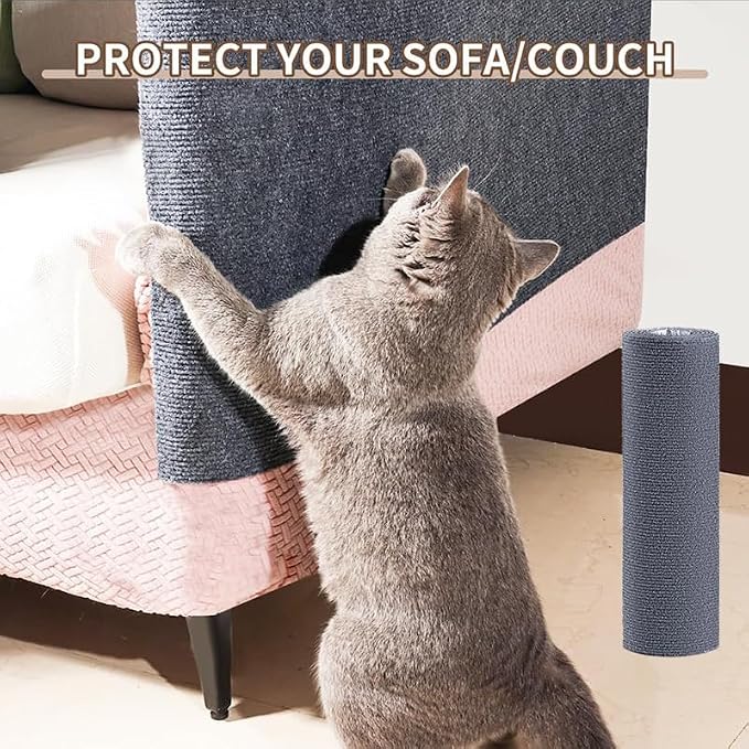 Cat Scratch Furniture Protector Mat DIY Cat Scratch Pad Self-Adhesive, Pet Scratching Post Cat Scratcher Carpet Anti Cat Scratch for Cat Tree/Door/Couch (Light Gray, 11.8 * 78 inch) - Image 3