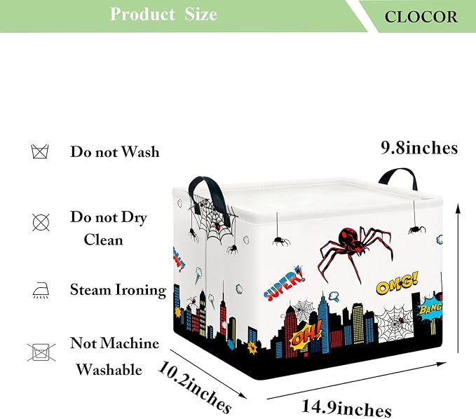 CLOCOR Rectangular Storage Basket Empty,Gift Basket,Waterproof Storage Bin with Handles,Room Decor(City Web) - Image 6