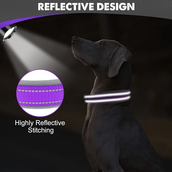 Joytale Reflective Dog Collar for XLarge Dogs with Wide Padding, Purple | Soft Cushion Reduce Neck Strain, Night Safety Walking, Metal Buckle and Adjustable Eyelets, Separated Dog ID Tag Ring - Image 4