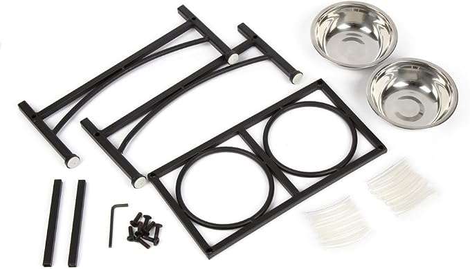 Elevated Dog Bowls Raised Pet Feeder Cat Food Water Diner Stand Set | W/ 2 Removable Stainless Steel Bowls (2 Quarts/13.77" in Height) for Large Breed Dogs Easy to Clean - Image 8