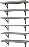 YGEOMER 16.5in Floating Shelves for Wall Home Decor, Wood, Grey, Set of 6 | Rustic wood shelves with metal brackets. Space-saving for books & decor. Works in bathroom, kitchen, living room & bedroom. by YGEOMER
