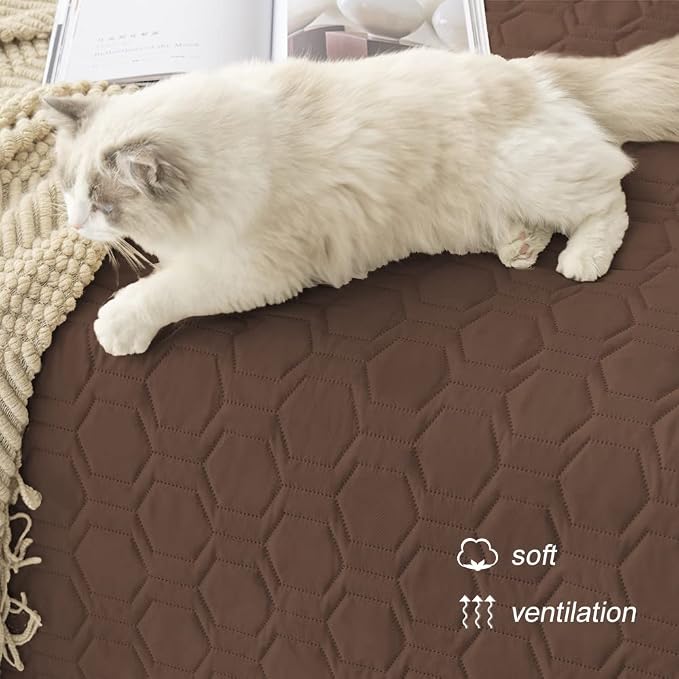 Tcksstex Waterproof and Anti-Slip Dog Bed Cover and Pet Blanket Sofa Pet Bed Mat ，car Incontinence Mattress Protectors Furniture Couch Cover for Most Cats Dogs, Pets（82x102-Chocolate） - Image 5