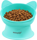 MateeyLife Raised Cat Bowls, Cat Food Bowl Elevated for Kittens & Small Dogs, 15°Tilted Protect Pets' Neck and Anti Vomiting, Whisker Friendly Food & Water Feeding Bowl, 6 oz Each - Green by MateeyLife