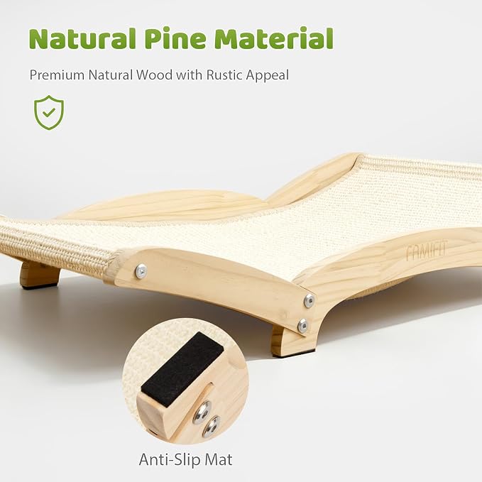 28" Extra Large Cat Scratcher Bed, Natural Sisal Lounge Cat Furniture | Scratch & Rest Design with Wooden Frame, Natural Sisal Scratching Surface, Cozy Lounge Chair for Indoor Cats - Image 6