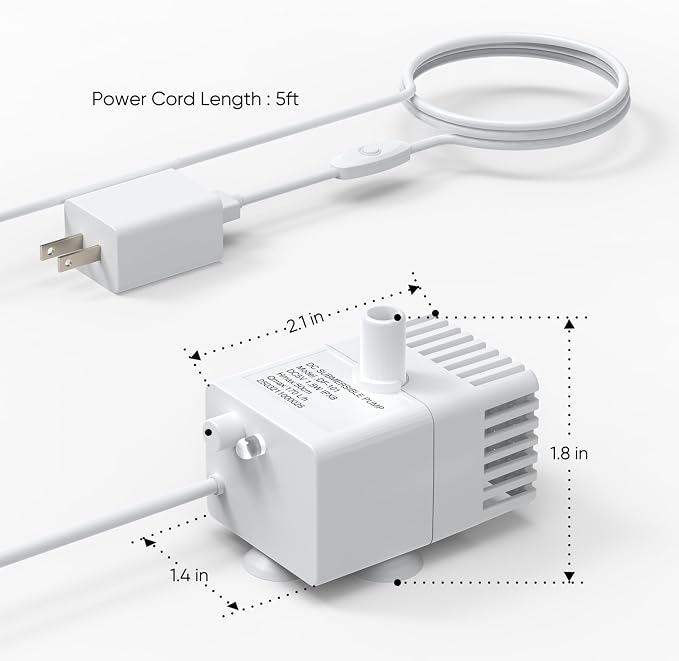 Sharlovy Replacement Pump for Sharlovy W10 Pro Dog Water Fountain | Cat Water Fountain Dog Water Dispenser, Ultra Quiet Long Lifespan Water Pump, USB Cable, LED Lights - Image 6
