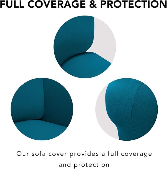 PureFit Super Stretch Sofa Slipcover – Spandex Non Slip Soft Couch Sofa Cover, Washable Furniture Protector with Non Skid Foam and Elastic Bottom for Kids, Pets (Oversized, Peacock Blue) - Image 4