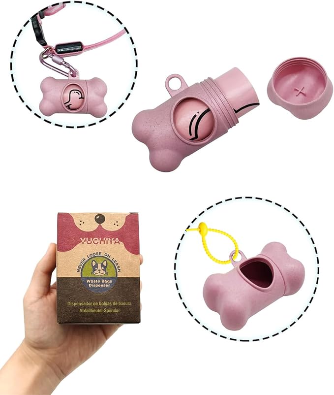 Dog Poop Pickup Bags Holder Dispenser with Standard-Sized Leak-Proof Scented Doggy Waste Bags and Carabiner with Safety Lock&Fastener Never Loose on Leash Lead Again (2 Holders 30 Bags, Pink) - Image 6