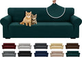 XINEAGE Stretch Jacquard XL Sofa Cover, Non Slip Sofa Slipcover for Dog | High-Stretch Fabric. Wear-Resistant, Pet Friendly. Easy Install & Washable for Living Rooms, Offices.Blackish Green by XINEAGE