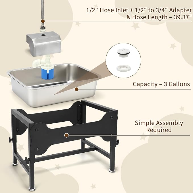 YUEPET Dog Water Bowl Dispenser, Automatic 3 Gallon Elevated Dog Bowl | Auto-Fill Float Valve, 4 Adjustable Heights, 3 Gallon Capacity, Stainless Steel Bowl, Outdoor Use, Dogs, Sheep and Goats - Image 6