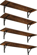 Long Wall Shelves, 39.4Inch Wooden Wall Mounted Shelves, Set of 4 | Floating Book Shelf with Metal Brackets, Easy Assembly, Max Load 33lbs, Wall Storage Ledges, Bathroom/Bedroom, Rustic Brown by DINZILVJ