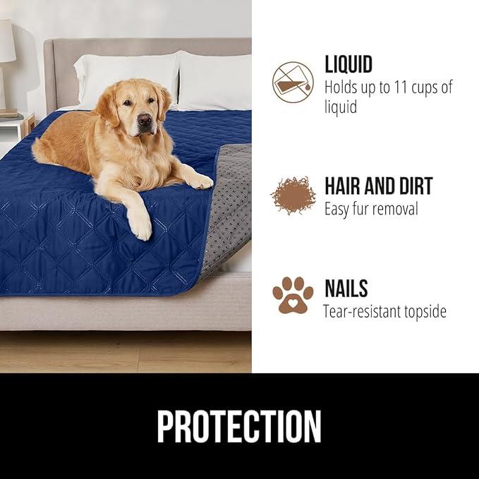 GORILLA GRIP® Waterproof Dog Blanket, Couch Cover for Dogs, 40x50 Navy | Silicone Grip Backing, Washable, Leakproof, Protects Sofa, Sectional, Bed, Crate, Car and RV, Senior Pet Essential - Image 5