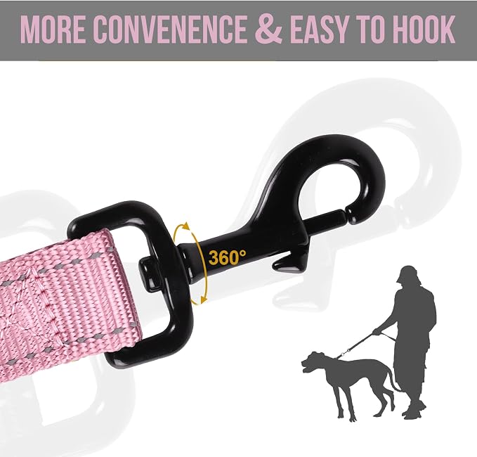 OneTigris No-Pull Dog Leash with Handle for Medium Large Dogs (Pink, 4FT) | Durable lead built for training & daily walks. Ideal drag line for strong pullers and large breeds like bully dogs. - Image 5