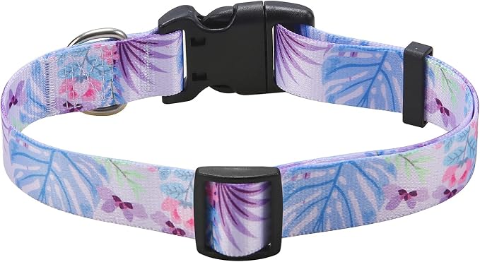 Mihqy Dog Collar for Large Dogs, Fashion Design, Purple Flower,L | Neck Fit 14.9"-24.8", Multiple Patterns，4 Sizes for Small Medium Large Dogs, Comfortable for Walks and Outdoor Hikes - Image 2