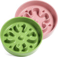 LE TAUCI Ceramic Slow Feeder Dog Bowls Small Breed, 0.6 Cups Dog Food Dish for Fast Eaters, Puzzle Bowl for Small Dogs and Cats,Pink+Green by LETAUCI