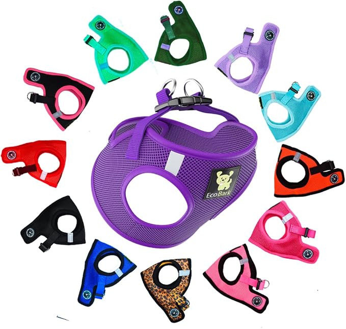 EcoBark Step in Dog Harness, Large, Purple, Adjustable Double Padded Vest | Rapid Fastener, Super Comfort No Pull & No Choke Breathable Soft Mesh, Escape Proof Recycled Strap Dog Halter Harness by EcoBark