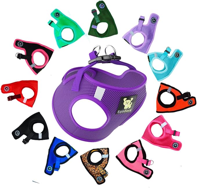 EcoBark Step in Dog Harness, Soft Mesh Body Halter Vest, Purple, Medium | Eco Friendly, Reflective & Adjustable Dog Harnesses For Small & Medium Dogs, Toy Breed Harness, No Choke Escape Proof by EcoBark