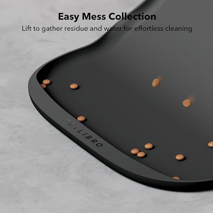 PETLIBRO Dog Food Mat, Keep Floors Clean Under Food & Water Bowls, Non-Slip Waterproof Mat for Automatic Feeders & Cat Water Fountains, 22” x 16.5”, Black - Image 4
